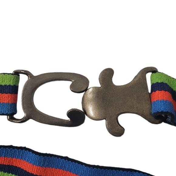 Vintage Rainbow Striped Belt Metal Interlocking Buckle Unique Retro Unisex M L main image 9